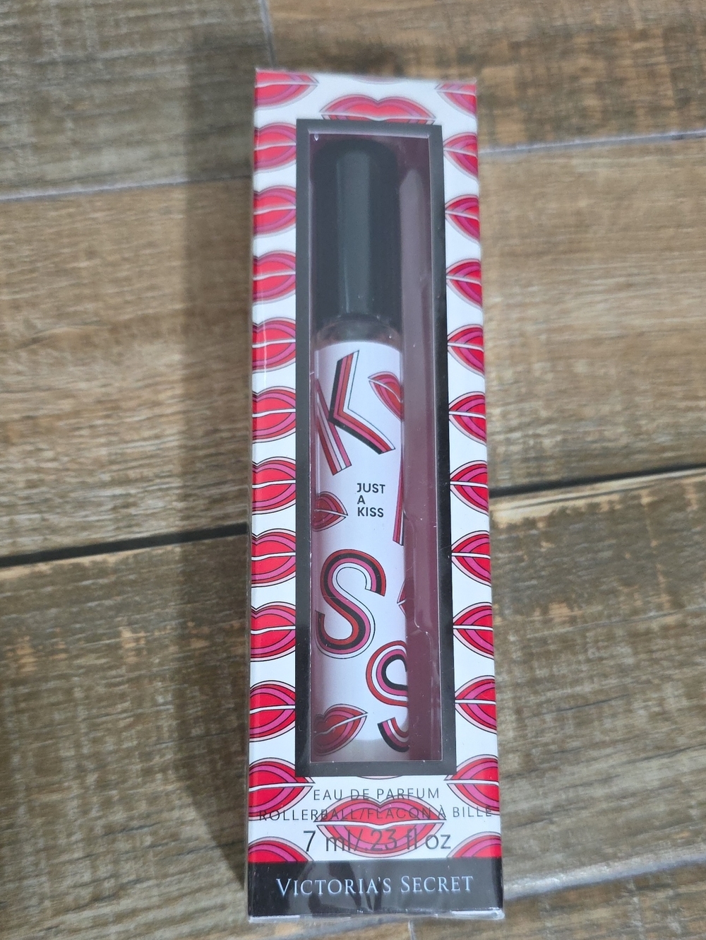 Victoria's Secret Just A Kiss Rollerball Perfume - Pink & Red Lip Print